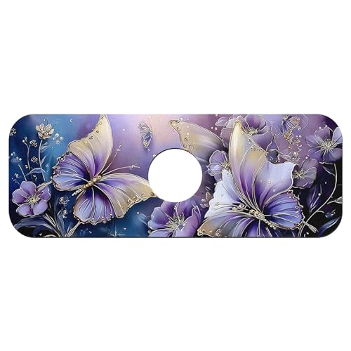 Faucet Fast Absorbent Pad - Purple Butterfly Floral , Suitable For Kitchen, Bathroom, Island And Other Scenes - color: Purple Butterfly Floral