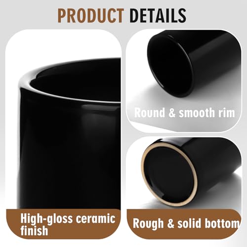 Glossy Black Ceramic Toothbrush Holders for Bathroom Countertop, 2 Pack | Compact cylinder saves counter space on sinks, vanities, shelves, and guest baths. - size: 2pcs