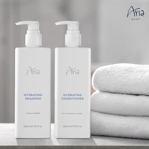 Aria Hair Care Set - Shampoo & Conditioner - Scented with Cedarwood, Green Mandarin, Lavender - Vegas Hotel Bath Amenities - 10 oz, White - size: 10 Fl Oz (Pack of 2)