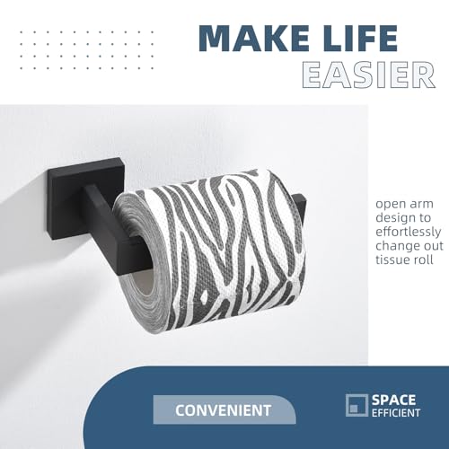 Toilet Paper Holder Matte Black, Angle Simple Stainless Steel Bathroom Tissue Roll Hanger, Open Sided Toilet Tissue Holder Wall Mount - color: Matte Black