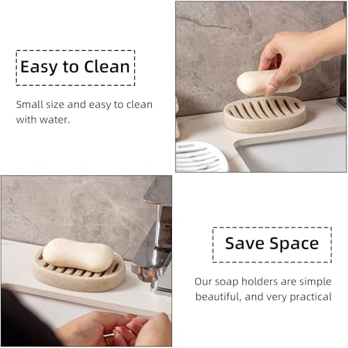 Soap Dish, Self Draining Bar Soap Holders, Oval Soap Saver Spone Holder Tray for Shower Bathroom Sink Countertop Kitchen Bathtub (Beige) - color: Beige