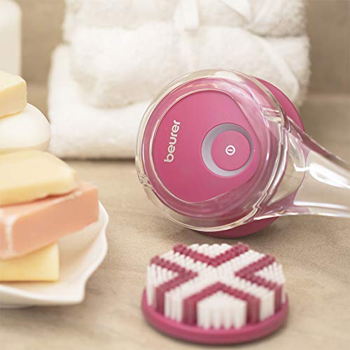 Beurer FC55 Electric Body Scrubber for Exfoliating and Massage, Waterproof for Showering, Cordless and Rechargeable, Spinning Skin Cleansing Brush with 2 Attachments - style: FC55 - Rechargeable, Removable Handle