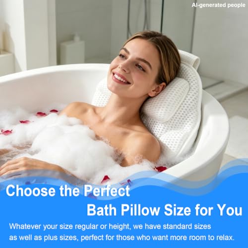 Luxury Oversized Petal-Shaped Bath Pillow for Head, Neck and Backrest, Extra Thick, Polyester, White, Anti-Slip Suction Cups, Washable, Spa Bathroom Accessories - size: Extra-large size