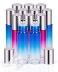 Worldgsb 12 Pack Essential Oil Roller Bottles, 10ml Refillable Glass Roller Bottles with Stainless Steel Roller Balls and Caps for Travel, Perfume and Lip Gloss Blue-Red Gradient - color: Blue-Red Gradient, style: 12 Pack