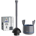 MR.SIGA Toilet Plunger with Holder, Heavy Duty Plunger with Sturdy Handle for Toilet Cleaning, Gray - color: Gray