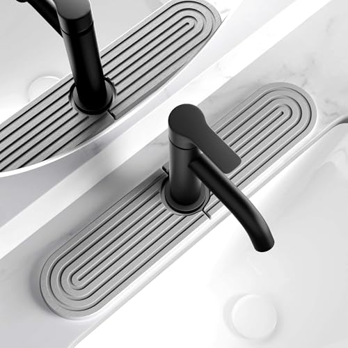 eormoe Kitchen Faucet Mat - Diatomite Splash Guard for Sink, Quick-Drying Water Absorbing Stone Tray [Grey, 17.7" x 3.9"] - color: Gray, size: 17.7" x 3.9"