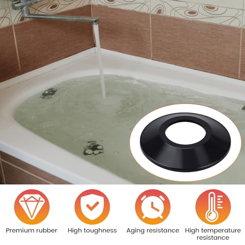 HINZIC 2pcs Tub Stopper Gasket for Tub Drain Assemblies, Rubber Seal Bathtub Drain Plugs Stoppers, Universal Elastic Bath Tub Replaces Assemblies Accessories for Bathroom Plug Gasket- Black - color: Black-2pcs