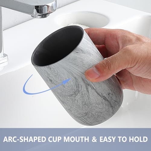 Marble Grey Toothbrush Holders for Bathrooms - 2 Cups Ceramic Toothbrush Toothpaste Holders, Grey Bathroom Tumbler Cups Reusable Toothbrush Mouthwash Cups, Bathroom Counter Organizer. - color: Grey Marble, size: 2pcs