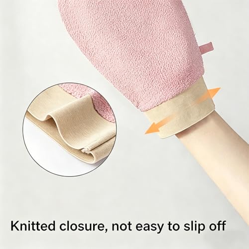 Exfoliating Bath Towel Set for Women Strong Cleaning Back Scrubber - color: Light Green, Light Pink