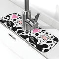 Cow Pink Print Cute Country Rustic Farmhouse 15" X 5.5" Kitchen Sink Splash Guard Faucet Faucet Guard Draining Mat Sink Splash Guard Faucet Kitchen Bathroom - color: Cow Pink Print Cute Country Rustic Farmhouse