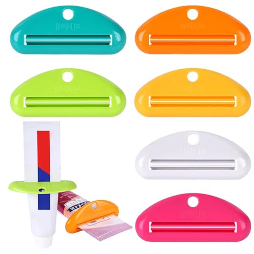 LOVEINUSA 6 PCS Toothpaste Tube Squeezer Dispenser, Tooth Paste Roller | Squeezer Holder for Saving Toothpaste Facial, Cleanser Creams, Multicolor - color: 6pcs