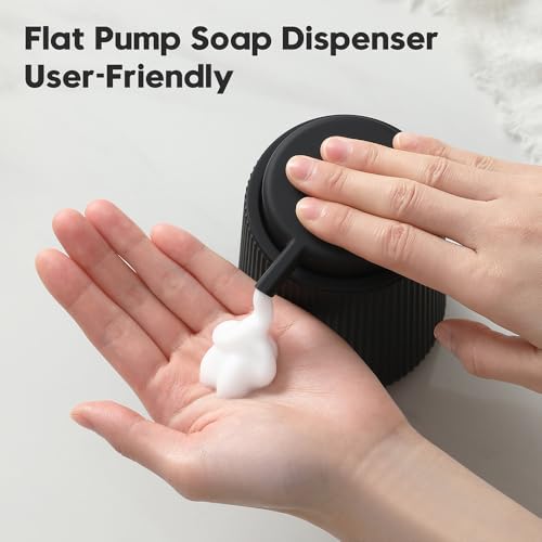 YAUKPH Striped Foaming Hand Soap Dispenser with Leak-Proof Pump for Bathroom and Kitchen Countertop 11oz Black - color: Black, size: Foaming Dispenser