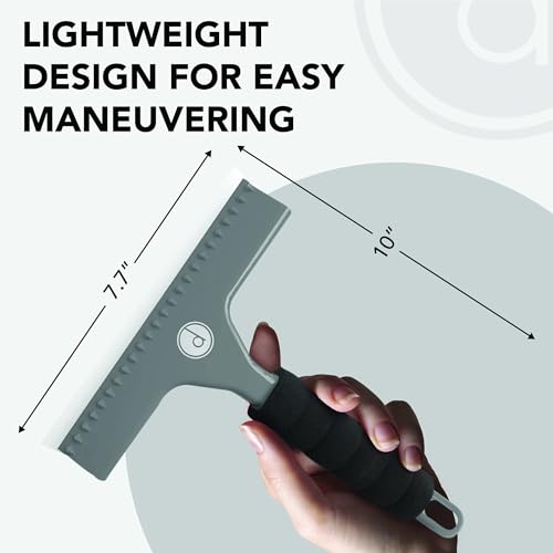 Squeegee for Shower Door, Car Windshield, and Glass Window - 2 Extra Silicone Replacement Blades - Foam Handle - Gray - color: Gray, size: Plastic
