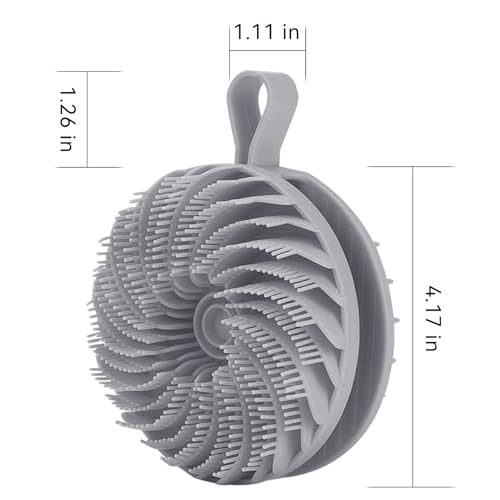 Douji Double-Sided Silicone Body Scrubber Shower Bath Brush, Handheld Cleansing Skin Brush for Sensitive Kids Women Men All Kinds of Skin（Grey） - size: Grey