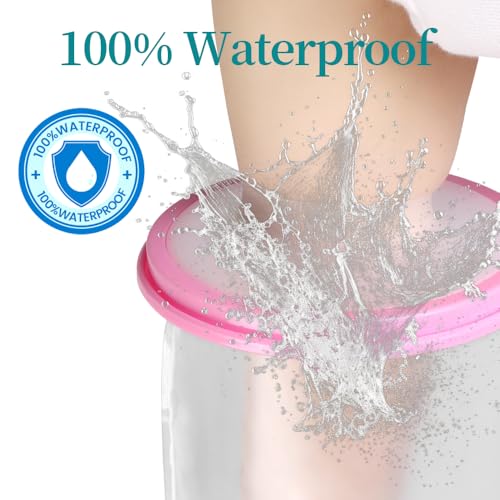 Cast Covers for Shower Arm, Waterproof Cast Cover Arm Adult, Cast Protector for Surgery, Hands, Wrists, Elbow, Finger to Keep Wounds Dry, Waterproof Arm Sleeve for Showering After Surgery, Reusable - color: Half Arm, style: Reinforced Pink