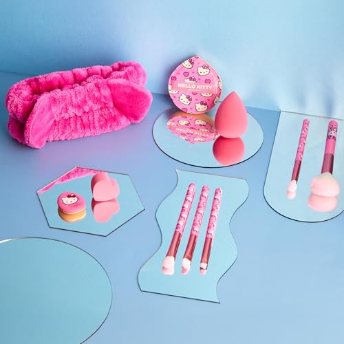 Get Trend Hello Kitty Sanrio Makeup Brush Sponge Set for Girls, Teens with Headband Powder Puffs Soft Brushes Beauty Sponges, Kawaii Gifts for Girls (Pink Hello Kitty) - color: Pink Hello Kitty