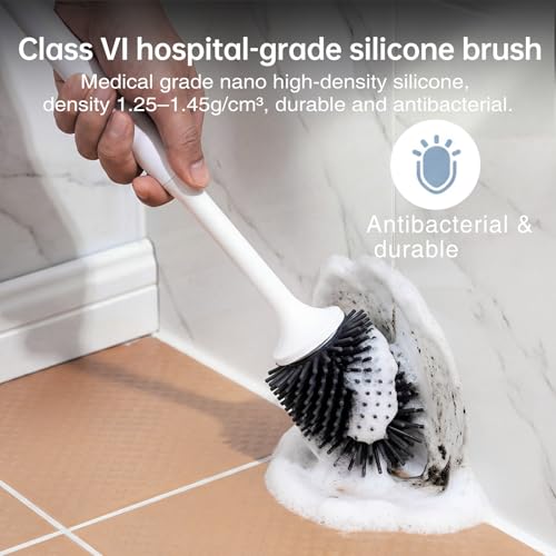 Lefree 2 Pack Silicone Toilet Brush,Rubber Toilet Bowl Brush and Holder Set with Ventilated Holder, Toilet Cleaner Brush for Bathroom,Floor Standing & Wall Mounted Toilet Scrubber Without Drilling - color: Black, size: 2 Pack