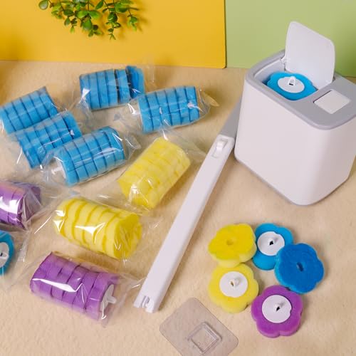 Disposable Toilet Brush Cleaning System, Disposable Toilet Cleaner Wand and Holder Set with 60 Toilet Wand Refills, Extended Handle for Toilet Bowl Cleaners, Bathtub, Bathroom Cleaning - size: 1 set Automatic lid + 60 refills