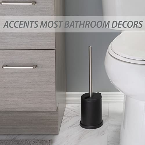 Bath Bliss Toilet Brush and Holder | Self Closing Lid | 360 Degree Brush Head | Bathroom Cleaning | Compact Size | Storage and Organization | Matte Black - color: Matte Black, size: 1 Pack