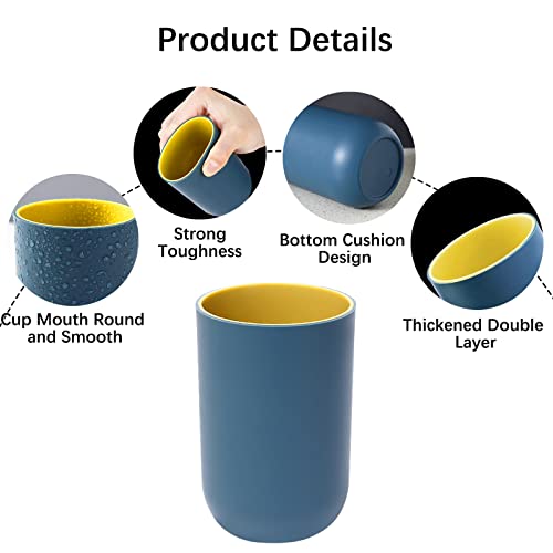 Bathroom Cups, Unbreakable Reusable Drinking Cups Set of 4 Colors Plastic Toothbrush Holder Tumbler 330ml Dishwasher Safe