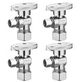(4 Pack) BH Angle Stop Valve 1/2" Nominal Comp x 3/8" OD Comp, Quarter Turn Angle Stop Valve, Chrome Plated Brass, for Bathroom Toilet Kitchen Shower Plumbing - style: 4 PCS