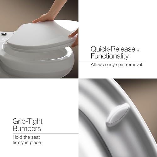KOHLER 4639-RL-47 Cachet ReadyLatch Round Toilet Seat Soft Close, Almond - color: Almond, size: Round