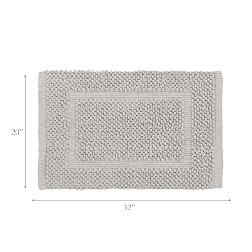 Jean Pierre New York 100% Chenille Cotton Skid Resistant Plush Bath Mat - 20"x32" Bathroom Rug - Soft Gray - color: Soft Gray, size: 1'8" x 2'8" (Rectangular)