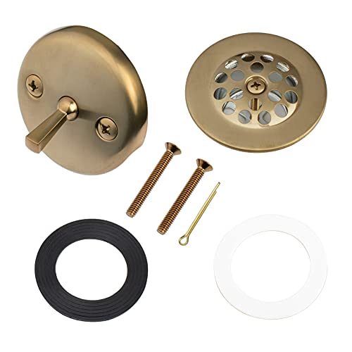Champagne Bronze Trip Lever Tub Trim Kit Set with Trip Lever Overflow Face Plate, No putty Gasket, Trip Lever Bathtub Drain with Strainer, Overflow and Matching Screws, No putty installation Artiwell - color: Champagne Bronze