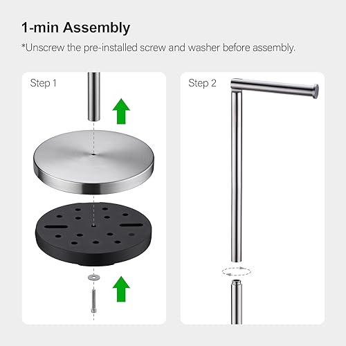 BAGNOLUX Bathroom Toilet Paper Holder Stand with Reserve, SUS304 Stainless Steel Rustproof Pedestal Tissue Roll Holder Heavy Duty, Brushed Nickel - color: Brushed Nickel