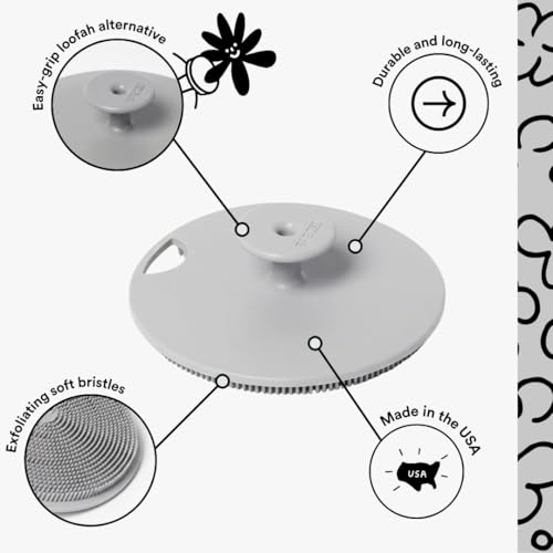 Boie USA Body Scrubber with Handle - Hygienic, Exfoliating Loofah Alternative - Feels Like Silicone Scrubber Gentle on Sensitive Skin, Hypoallergenic, BPA & Latex-Free, Made in the USA (Charcoal) - color: Charcoal
