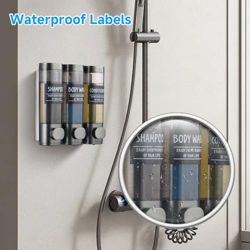 Shampoo and Conditioner Dispenser,GlintGath Shower Dispenser 3 Chamber No Drill Shampoo Dispenser for Shower Wall Mounted Shower Soap Dispenser for Bathroom Hotel,3 * 300ML,Gun Gray - color: Gun Gray 3 Chamber