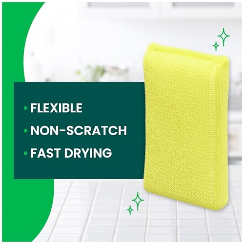Scotch-Brite Dobie Non-Scratch All-Purpose Scrub Pads, 12 Total Pads (6 Packs of 2), Reusable Scouring Sponges for Kitchen & Bathroom, Safe on Non-Stick Cookware, Yellow