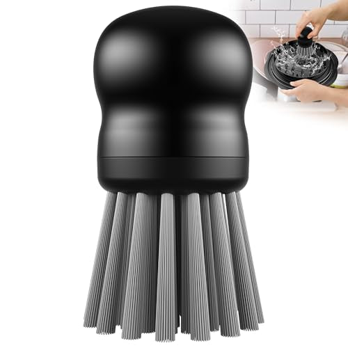 Mini Dish Brush for Cleaning Chicken Shredder, Palm Brush Dish Scrubber with Ergonomic Grip, Kitchen Brush for Washing Dishes, Pans, Pots, Sink (1, Black) - color: Black