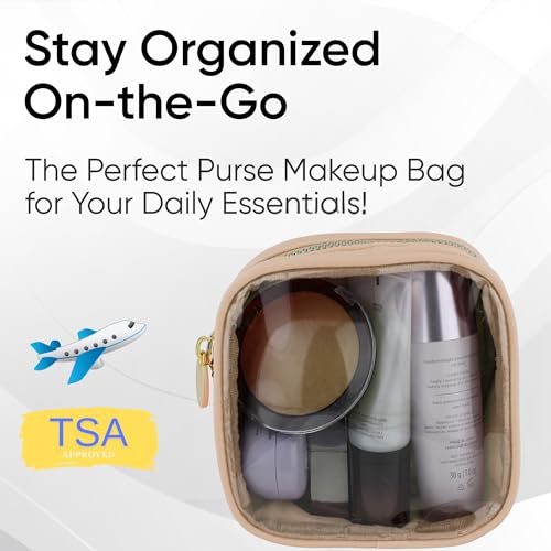 DANCOUR Clear Makeup Bag Mini Makeup Bag for Purse Mini Bag Pouch Purse Clear Pouch Small Cosmetic Bag Travel Case Travel Cosmetic Case (Beige) - color: Beige, style: Mini