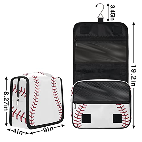 Travel Hanging Toiletry Bag for Women Men Baseball Cosmetic Bag Waterproof Makeup Organizer for Accessories, Shampoo, Full Sized Container, Toiletries for Bathroom Shower - color: A-001