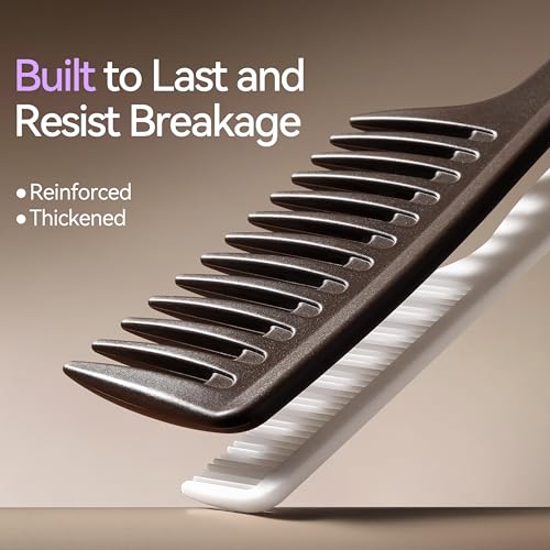 Wide Tooth Comb for Curly Hair with Coffee Ground,Anti-Static Shower Combs for Detangling and Curls Styling, Moisture Resistant Brush for Women, Reduces Breakage & Balances Scalp Oils for Wet/Dry Hair