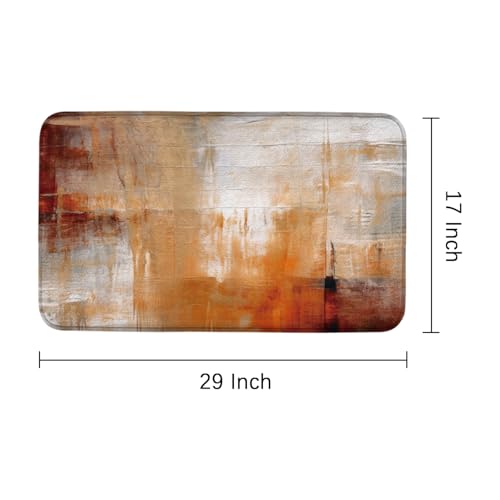 Orange Brown Grey Abstract Bath Rug, Non-Slip Microfiber Soft Plush Modern Bathroom Mat Carpets Floor Mat for Bedroom Kitchen Bathroom Toilet 17x29 Inch - color: Orange
