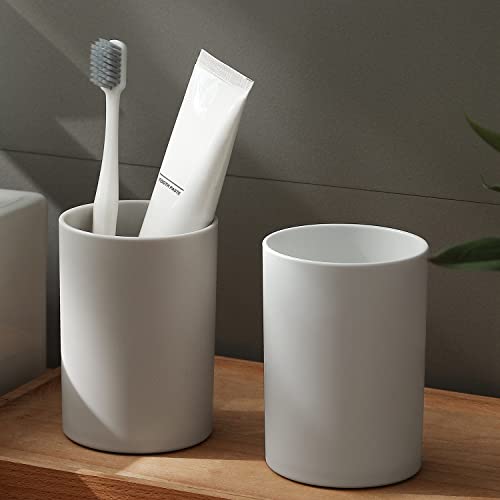 PP 2PCS Reusable Unbreakable Toothbrush Cup 10.5oz/300ml Mouthwash Holder, Easy to Clean, Adequate for Bathroom (Grey) - color: Grey