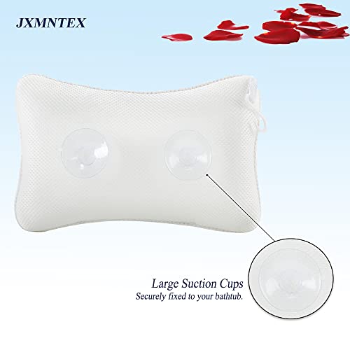 Bath Pillow for Tub, Non Slip, Breathable Soft, Comfortable Head Neck Support, Machine Washable, 2 Suction Cups(Off White) - color: Off -White