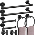 8 Pieces Bathroom Towel Rack Set, Includes 2PCS 23.6 inch Towel bar, 2PCS Towel Hook, 2 PCS Towel Ring, 2PCS Toilet Paper Holder-Matte Black Bathroom Accessories Sets - color: Matte Black, size: 8pcs-24inch
