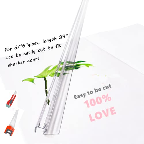 2-Pack Ultra Clear Shower Door Bottom Seal (5/16'' X 39'', Polycarbonate) Frameless Glass Shower Door Sweep Seal Strip - Stop Leaks and Create a Water Barrier - size: Standard - 5/16 inch (8mm) - N/A