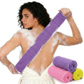 3 PCS Authentic African Net Sponge 30" Extra Long African Exfoliating Net for Body & Back Scrubber for Shower Quick Dry Nylon Mesh Washcloth for Glowing Skin - style: 3PCS Purple+Yellow+Pink