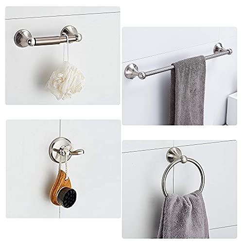 8 Piece Bathroom Accessory Set(Adjustable Towel Bar, Towel Ring, Toilet Paper Holder,Towel Hook), Wall Mounted Bathroom Hardware Accessories Set,Brushed Nickel - color: Brushed Nickel, size: 8 pieces