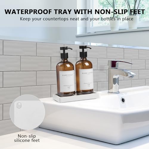 Amber Glass Soap Dispenser - Dish Hand Soap Dispenser for Kitchen, Bathroom Soap Lotion Dispenser with Pump, Refillable Liquid Soap Pump Dispenser Set with Tray, Amber Bottle/Black Pump-pd - color: Amber Bottle/Black Pump + Tray