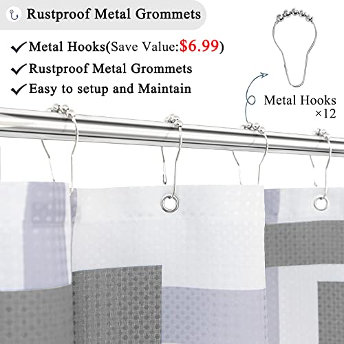 Naturoom Grey Shower Curtains W 72 x H 72,Modern Geometric Curtain Set Grey and White Shower Curtains for Bathroom Decor,Water Repellent Fabric Washable Bath Curtain,72x72
