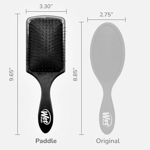 Wet Brush Paddle Detangler Hair Brush, Black, Ultra-Soft IntelliFlex Bristles with AquaVent Design, Great For Treatment & Mask Application, Women, Men, Wet, Dry and Damaged Hair - color: Black, size: 1 Count (Pack of 1)
