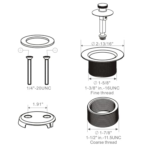 Chrome Polished Bathtub Tub Drain Conversion Kit Assembly, Wellup Lift and Turn Twist Tub Drain Trim Kit with Two-Hole Overflow Faceplate, Chrome Plated - color: Chrome, style: 2 Holes