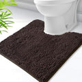 U-Shaped Toilet Rug, Chenille Contour Bathroom Mat, Non-Slip PVC Backing, Machine Washable, 24x20, Coffee - color: Coffee, size: 1'8" x 2' (20"x 24"U)