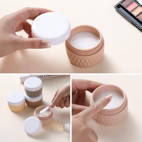 Kuangre Travel Containers for Toiletries, Silicone Cream Jars BPA-Free, TSA Approved 3oz Travel Size Containers, Leak-proof Silicone Jars with Lid for Cosmetic Face Hand Body Cream (4 Pack) - color: Apricot, size: 3 Ounces