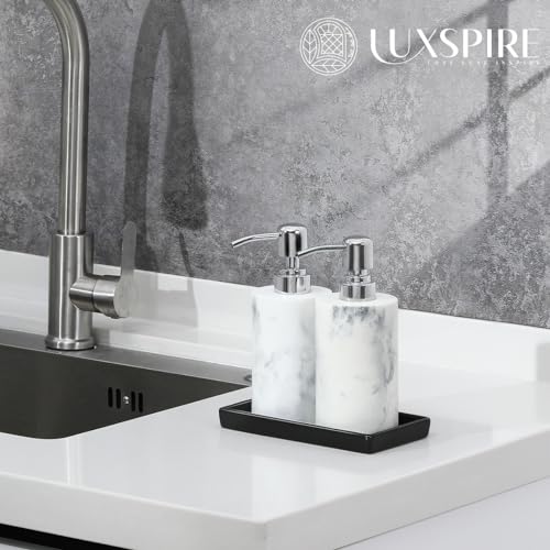 Luxspire Bathroom Vanity Tray, Mini Soap Dispenser, Small Ceramic Perfume and Jewelry Dish, Trinket Holder, Rectangle Candle Tray, Bath Organizer Kitchen Sink Narrow Soap Dish, Black - color: Black, style: Mini